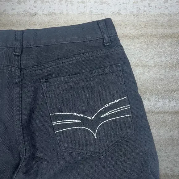 Vintage Skater Jeans Jeanetix Jet Black Wash Straight Fit Denim Rap Style Y2K